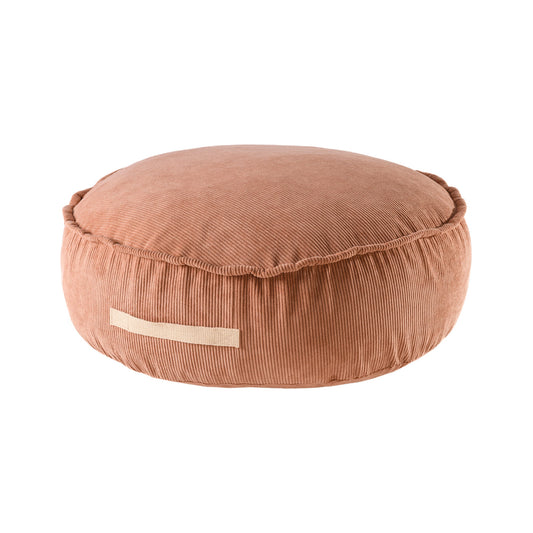 Corduroy Pouf Round – Brick made in EU