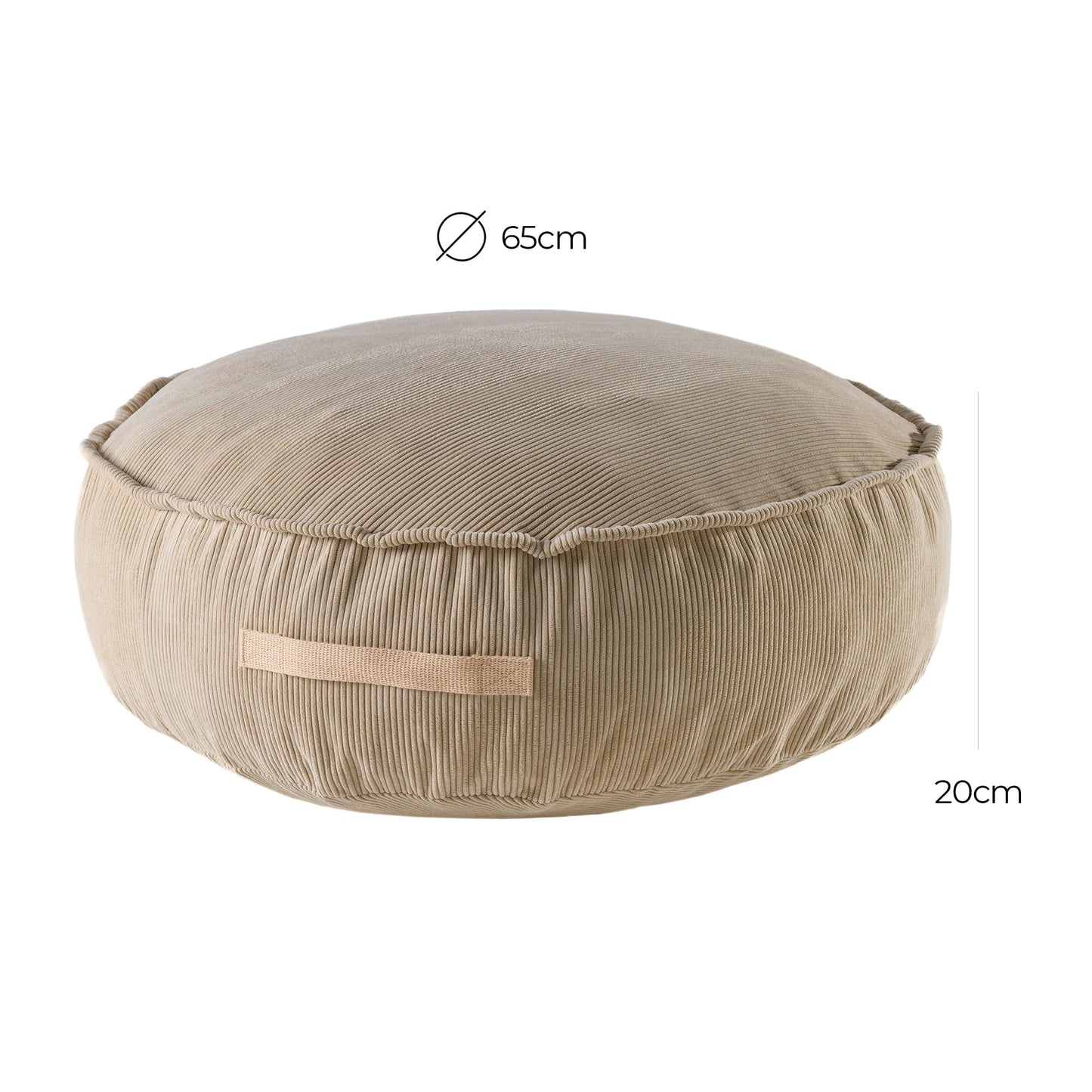 Corduroy Pouf Round Sand made in EU