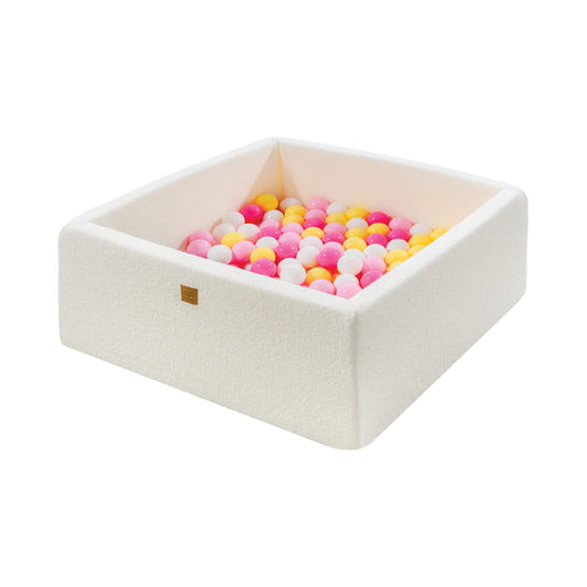 Boucle White Square Balls Pit 90x90x40cm - Pink White Yellow