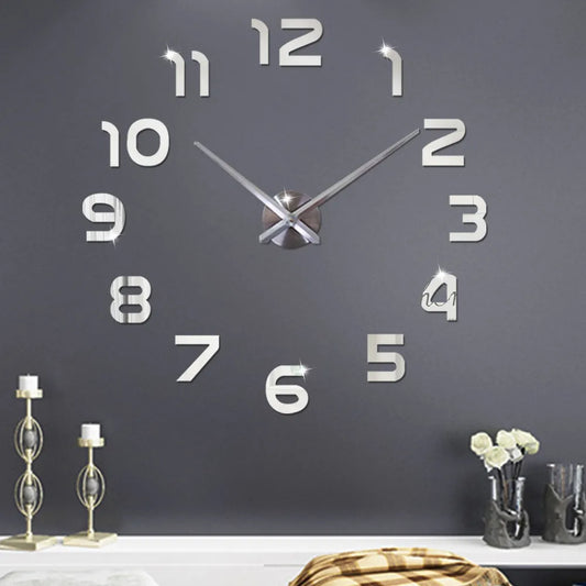 Large Wall Clock Sticker Acrylic Silent Digital Big 3D