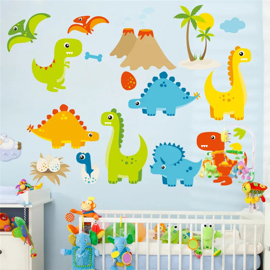 Cartoon Dinosaurs Wall Stickers For Kids Room Decoration