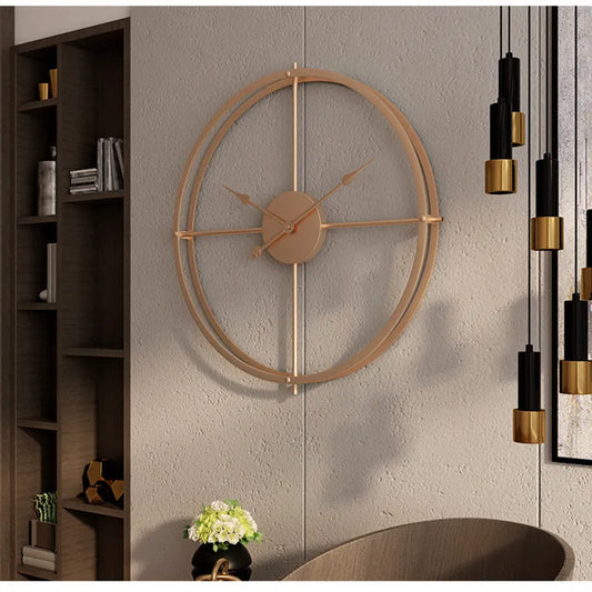 Retro Large Wall Clock Double-walled Square Tube