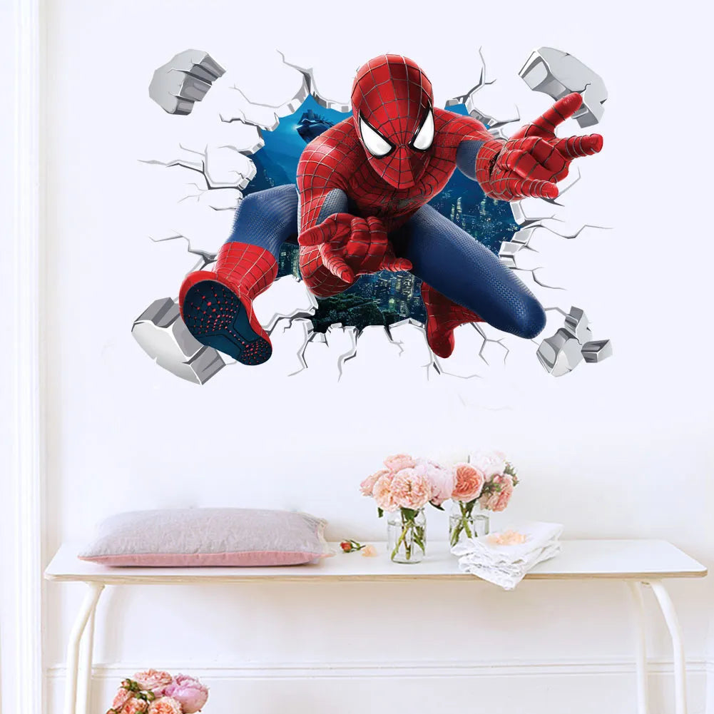 Spiderman Super Captain America Hulk Heroes Wall Stickers For Kids Room