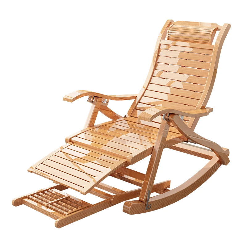 Folding rocking chair reclining chair bamboo