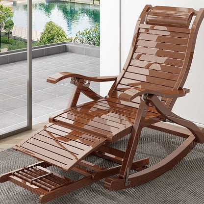 Folding rocking chair reclining chair bamboo