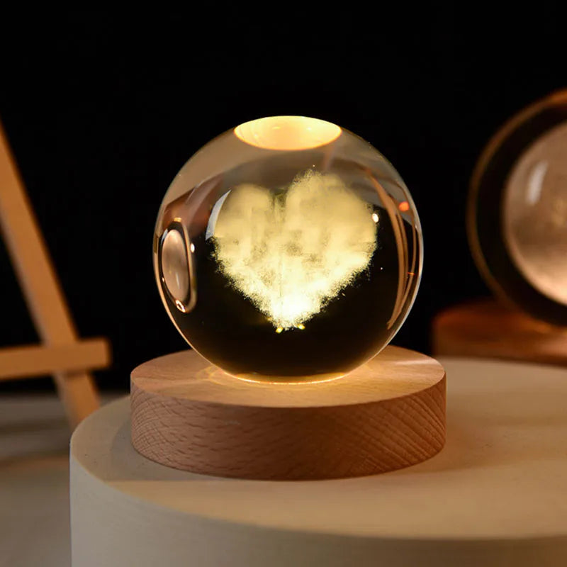 3D Crystal ball Planet Night Light Laser