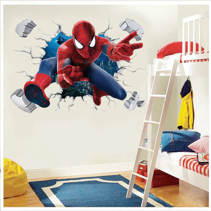 Spiderman Super Captain America Hulk Heroes Wall Stickers For Kids Room