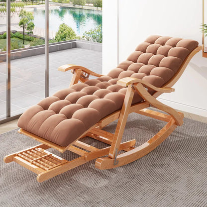 Folding rocking chair reclining chair bamboo