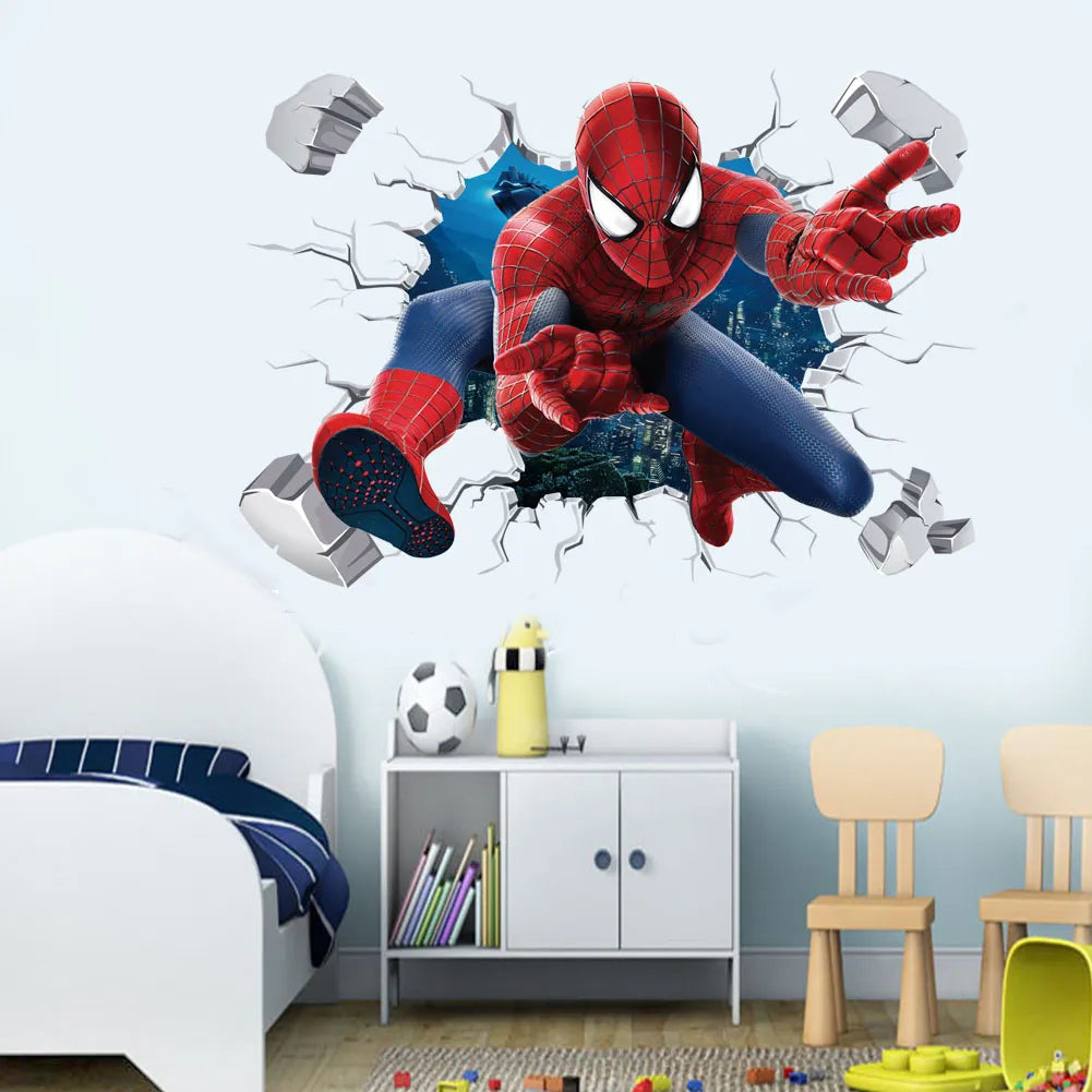 Spiderman Super Captain America Hulk Heroes Wall Stickers For Kids Room