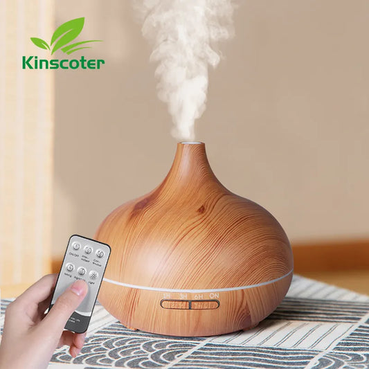 High Quality 500ml Aromatherapy Essential Oil Diffuser Wood Grain Remote Control