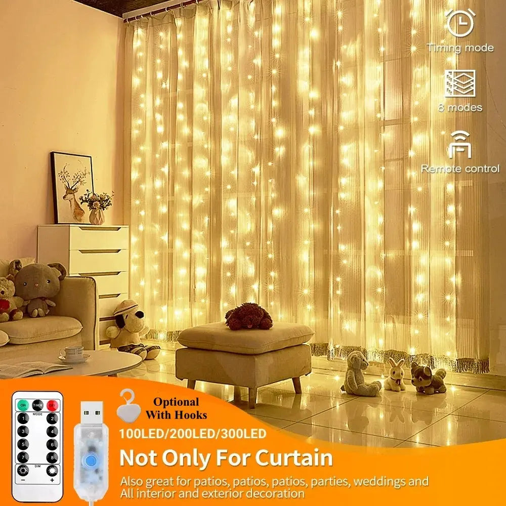 LED Curtain Lights Warm String