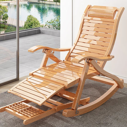 Folding rocking chair reclining chair bamboo