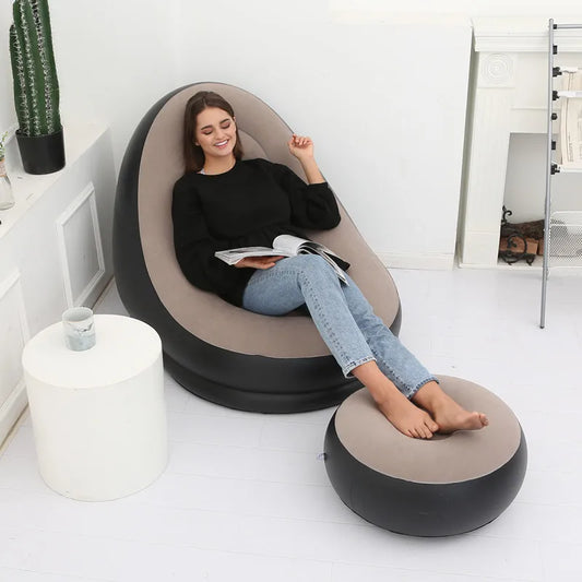 The New Inflatable Flocking Thickened Sofa Lazy Foldable with Pedals