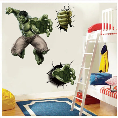 Spiderman Super Captain America Hulk Heroes Wall Stickers For Kids Room