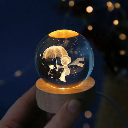 3D Crystal ball Planet Night Light Laser