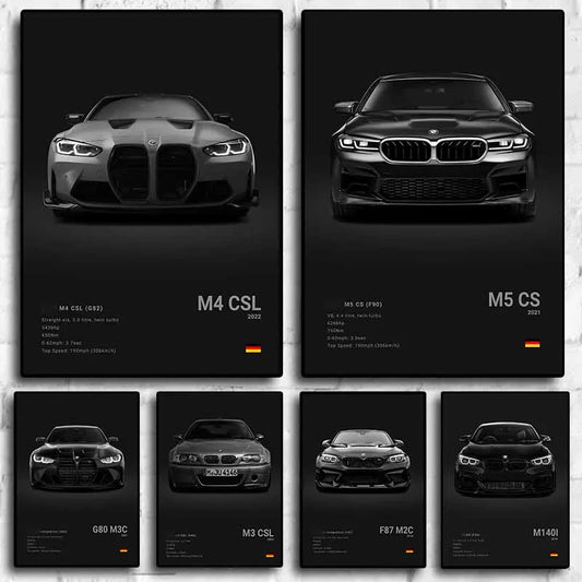 Pop Black And White Poster Wall Art Luxury Supercar