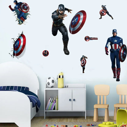 Spiderman Super Captain America Hulk Heroes Wall Stickers For Kids Room