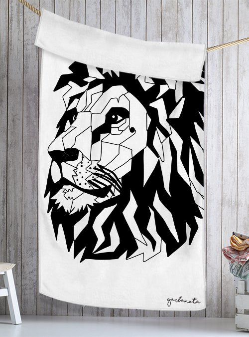 Towel Black Lion - White Made in EU