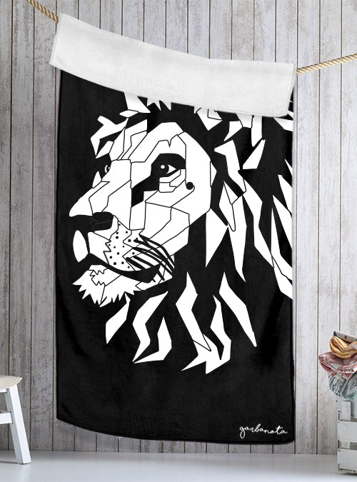 Towel White Lion - Black made in EU